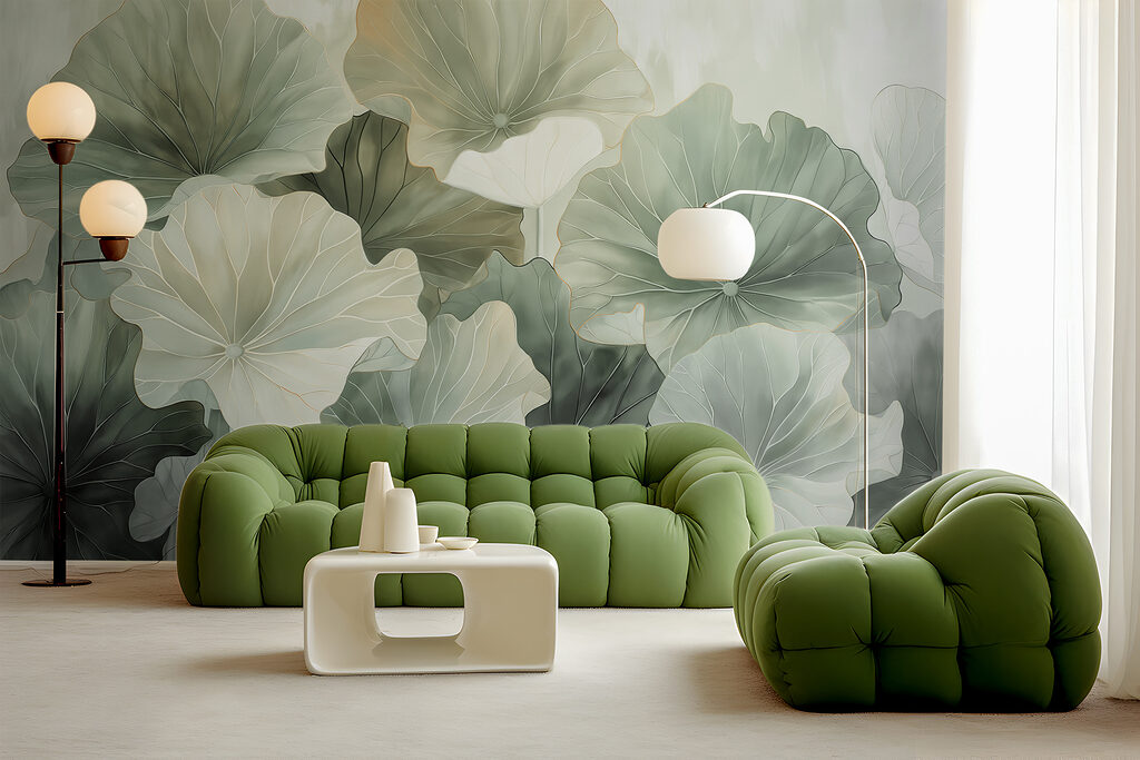 Folhas redondas em cinzento-rosado — interior 3