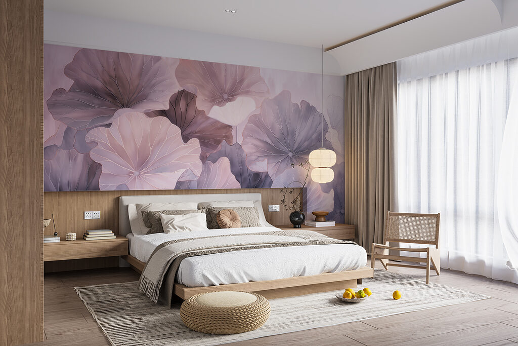 Folhas redondas em cinzento-rosado — interior 1