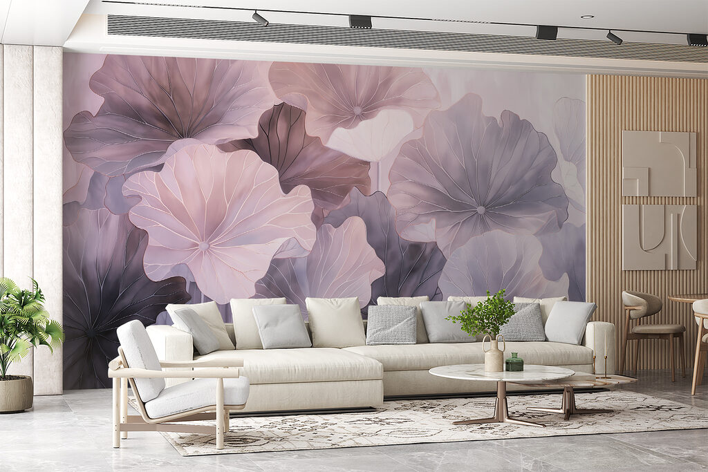 Folhas redondas em cinzento-rosado — interior 2