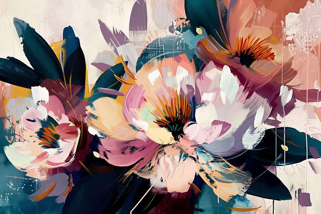 Flores em pinceladas vigorosas — design completo