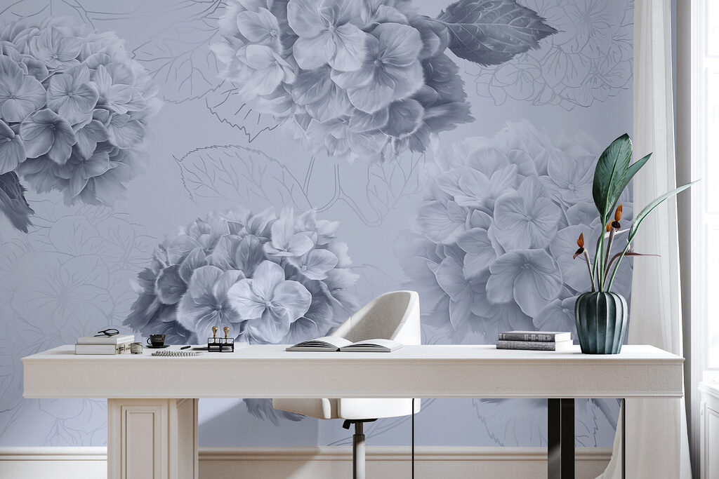 Hortênsias com folhas desenhadas — interior 4