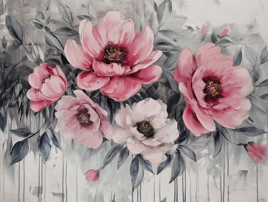 Flores sobre tinta escorrida — design completo