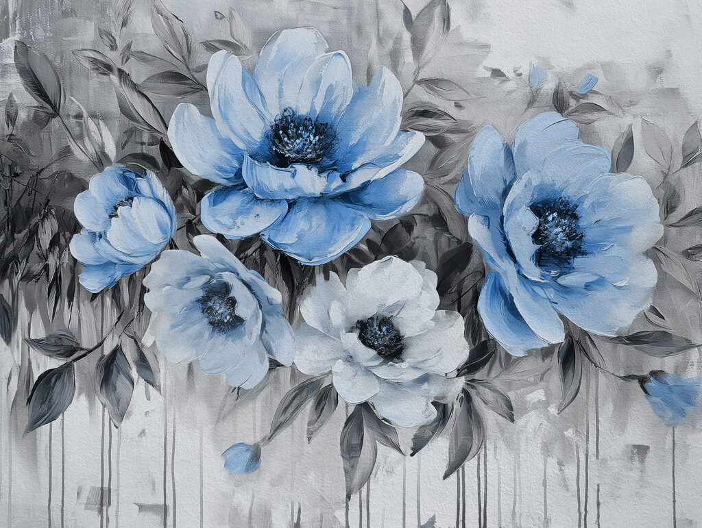 Flores sobre tinta escorrida — design completo