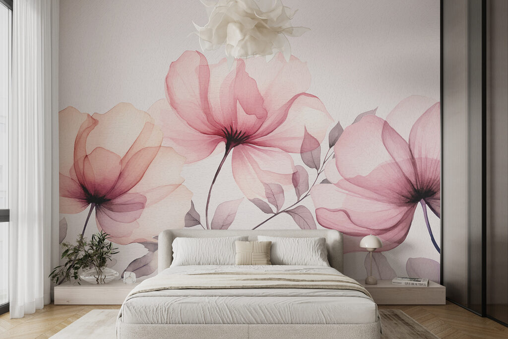 Flores abertas em aguarela — interior 1