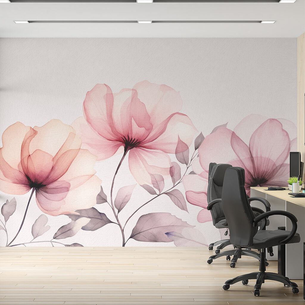 Flores abertas em aguarela — interior 2