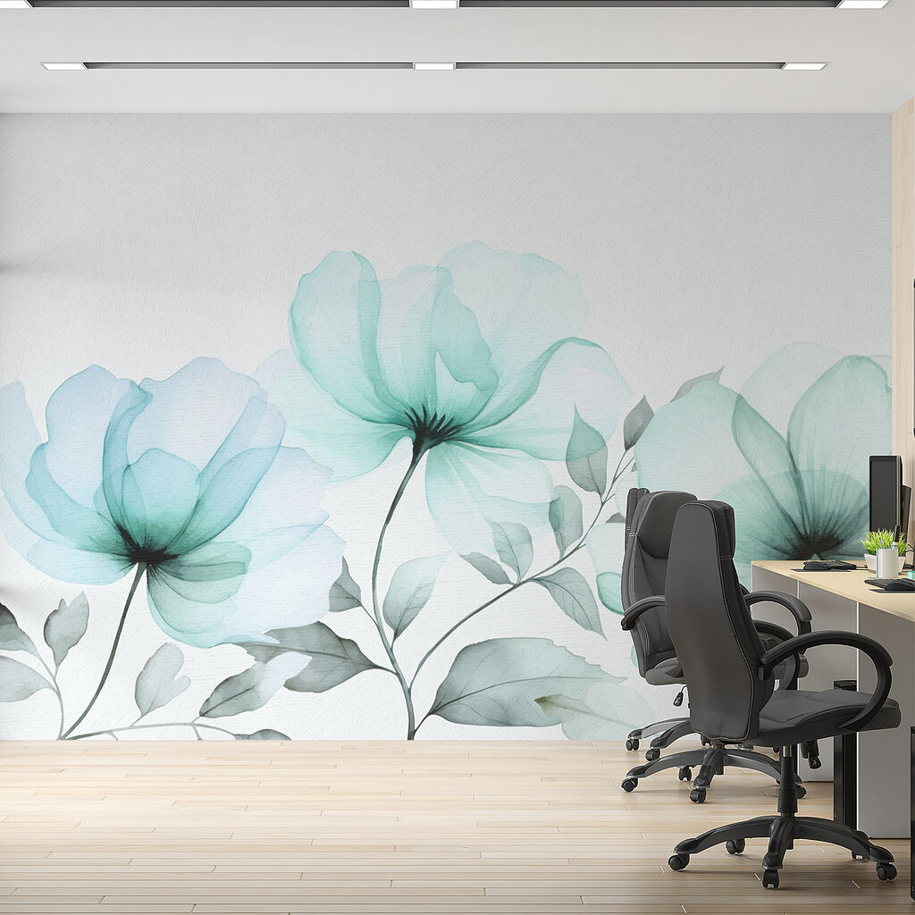 Flores abertas em aguarela — interior 2