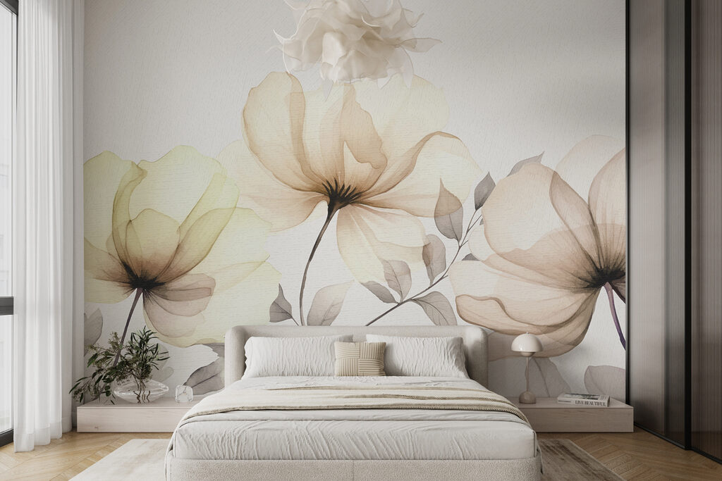 Flores abertas em aguarela — interior 1