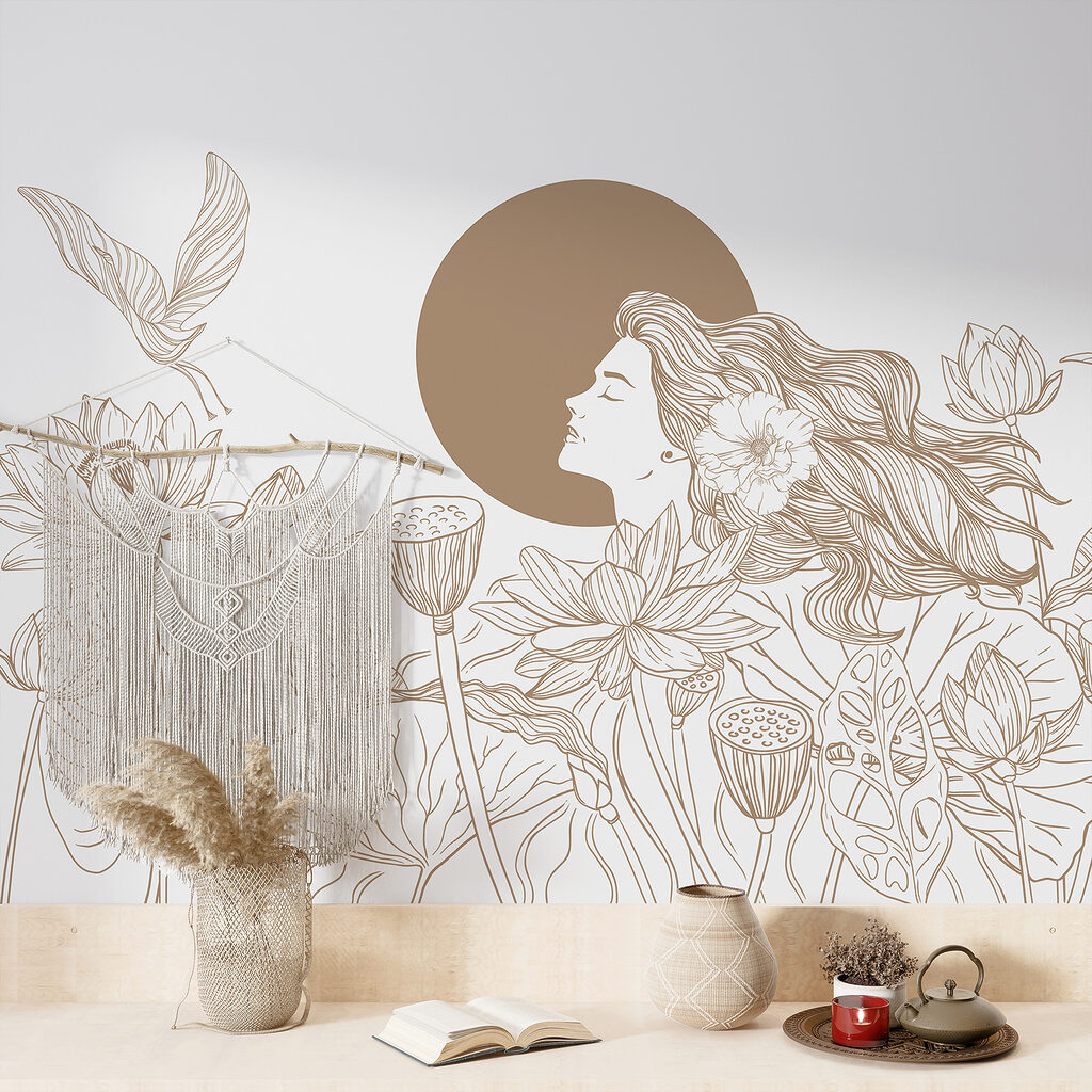 Mulher entre lótus — interior 2