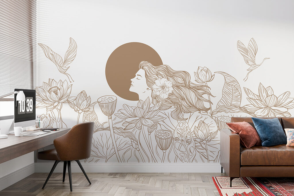 Mulher entre lótus — interior 3
