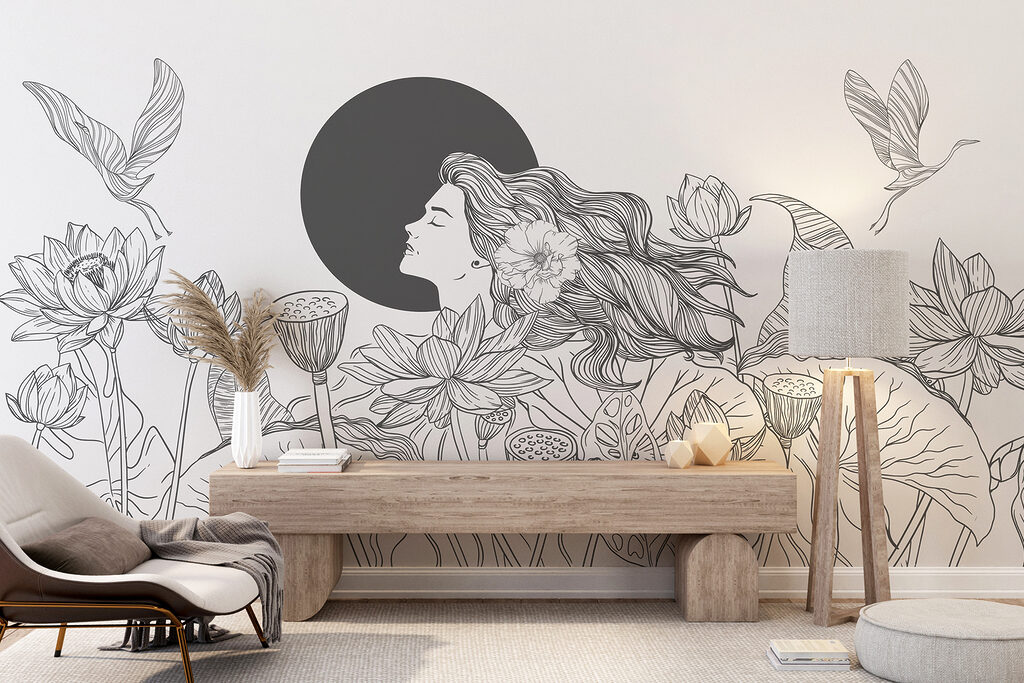 Mulher entre lótus — interior 2