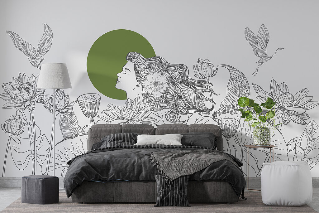 Mulher entre lótus — interior 1