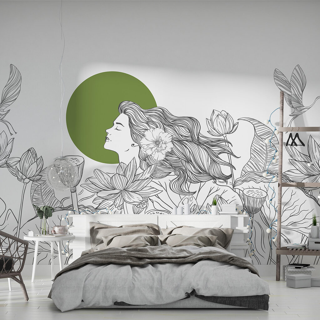 Mulher entre lótus — interior 2