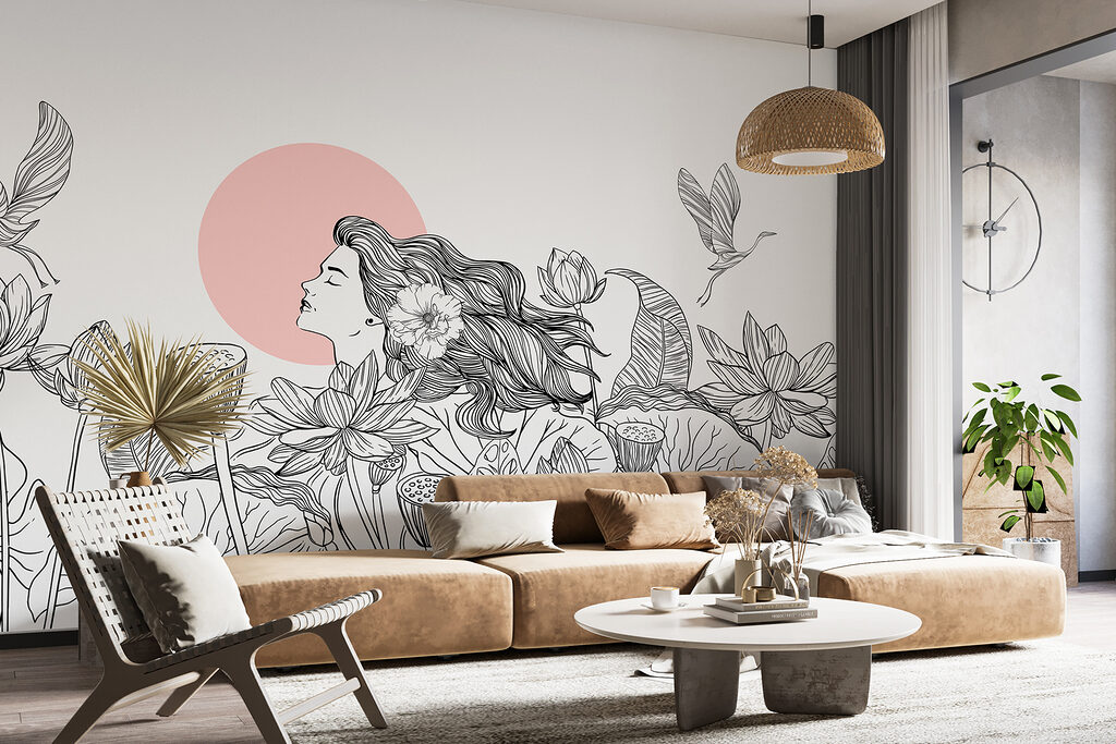 Mulher entre lótus — interior 1