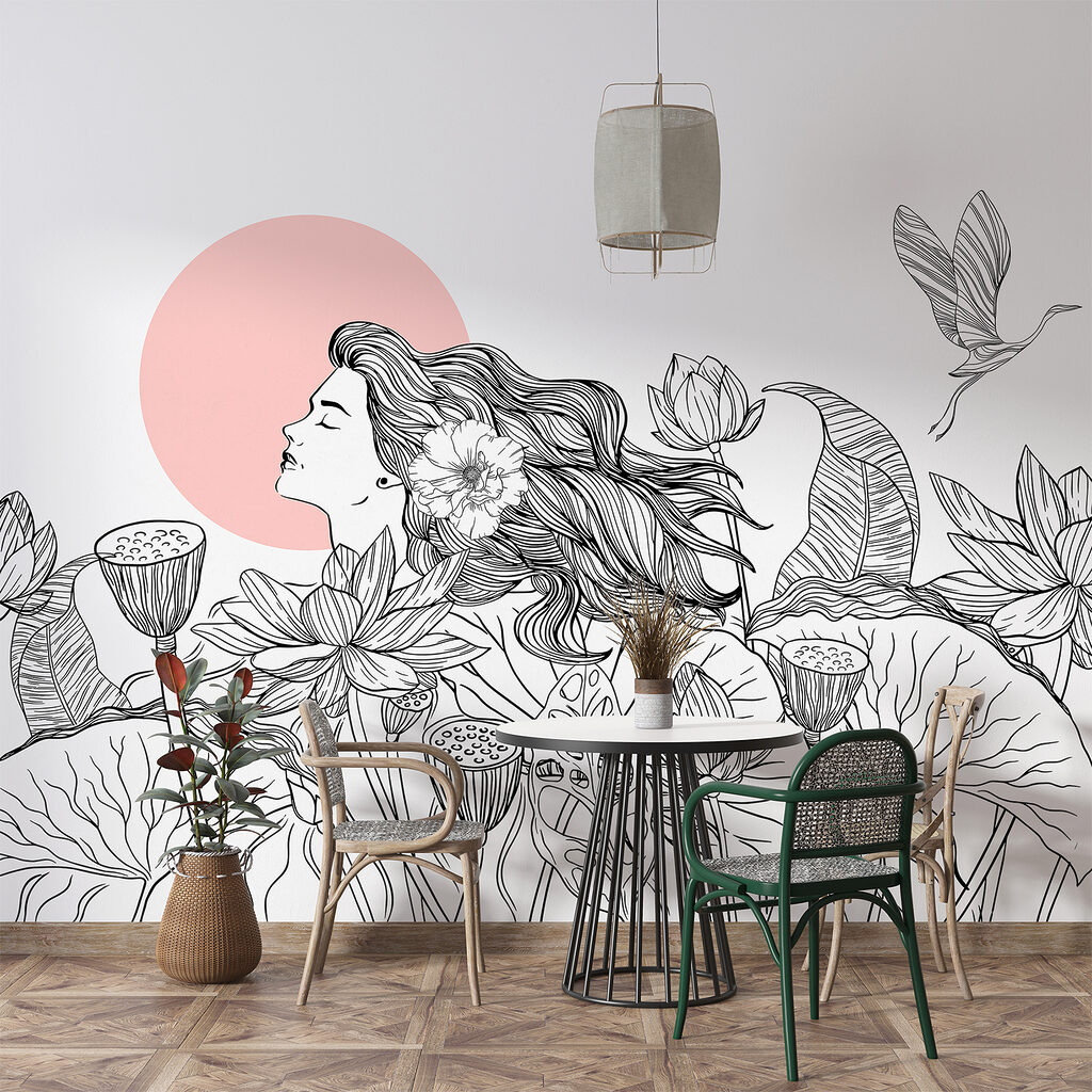 Mulher entre lótus — interior 2