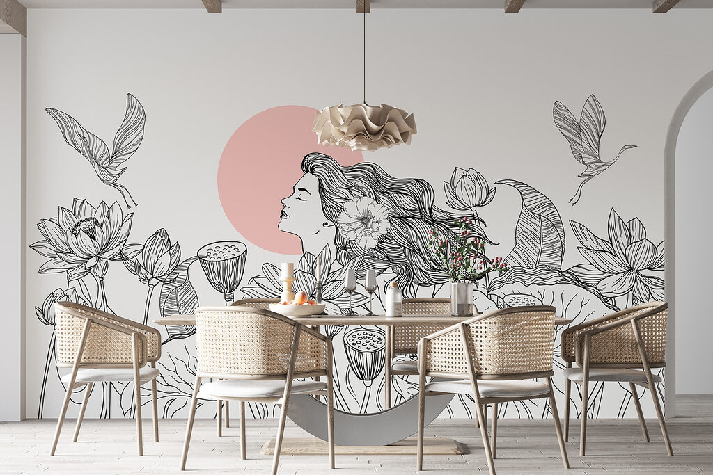 Mulher entre lótus — interior 3