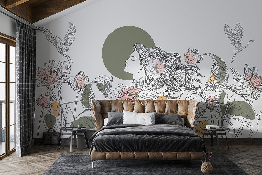 Mulher entre lótus — interior 1