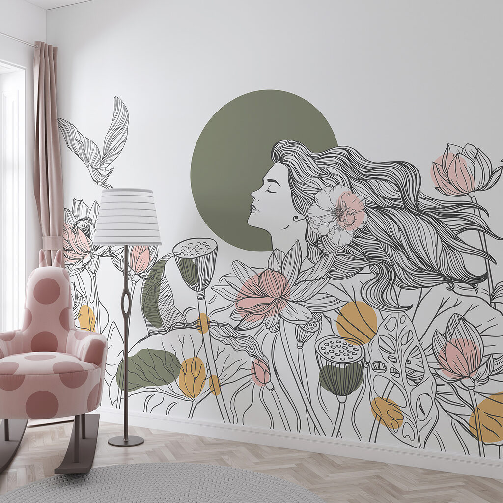 Mulher entre lótus — interior 2