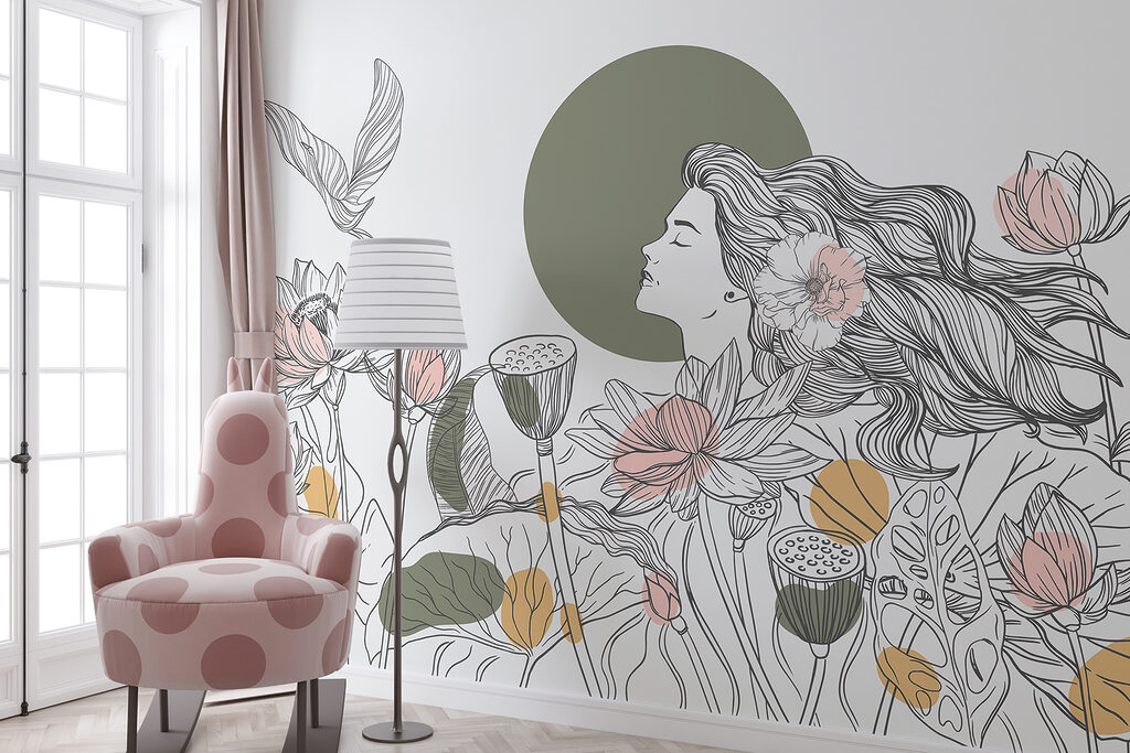 Mulher entre lótus — interior 4