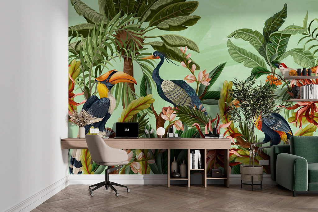 Tucanos entre flores coloridas — interior 1