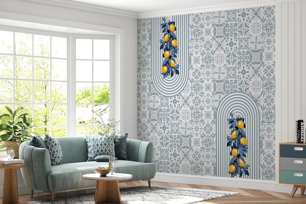 Limões entre motivos azuis — interior 2