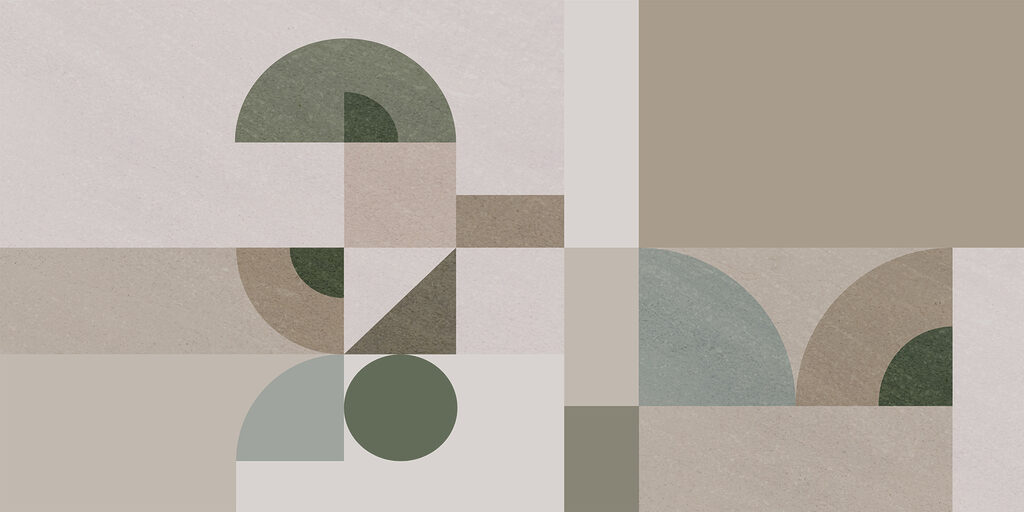 Curvas verdes sobre areia — design completo