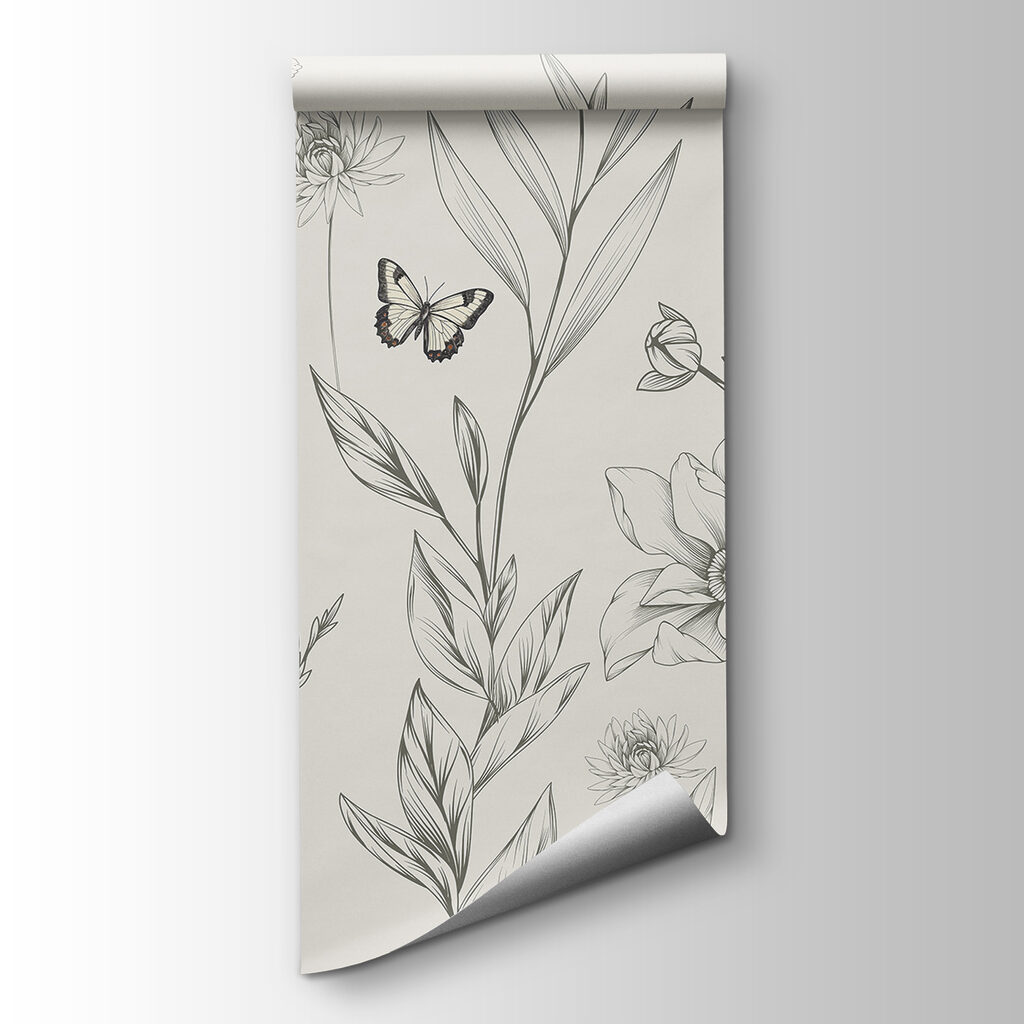 Borboletas entre desenhos florais — vista do produto