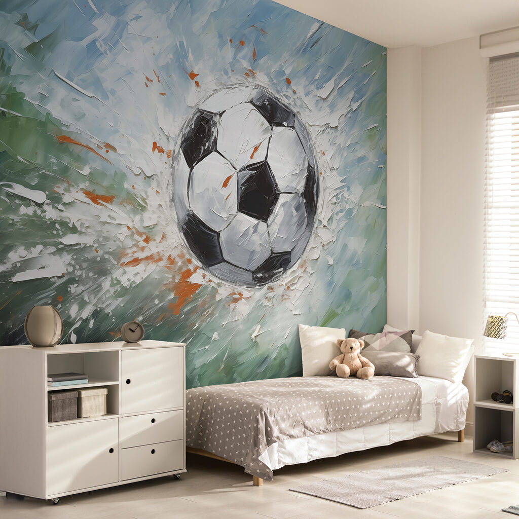 Futebol entre pinceladas num interior
