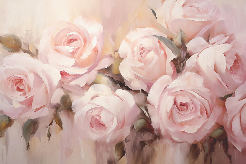 Rosas em pinceladas suaves — design completo