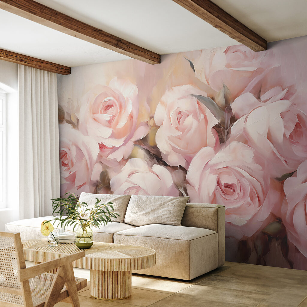 Rosas em pinceladas suaves num interior