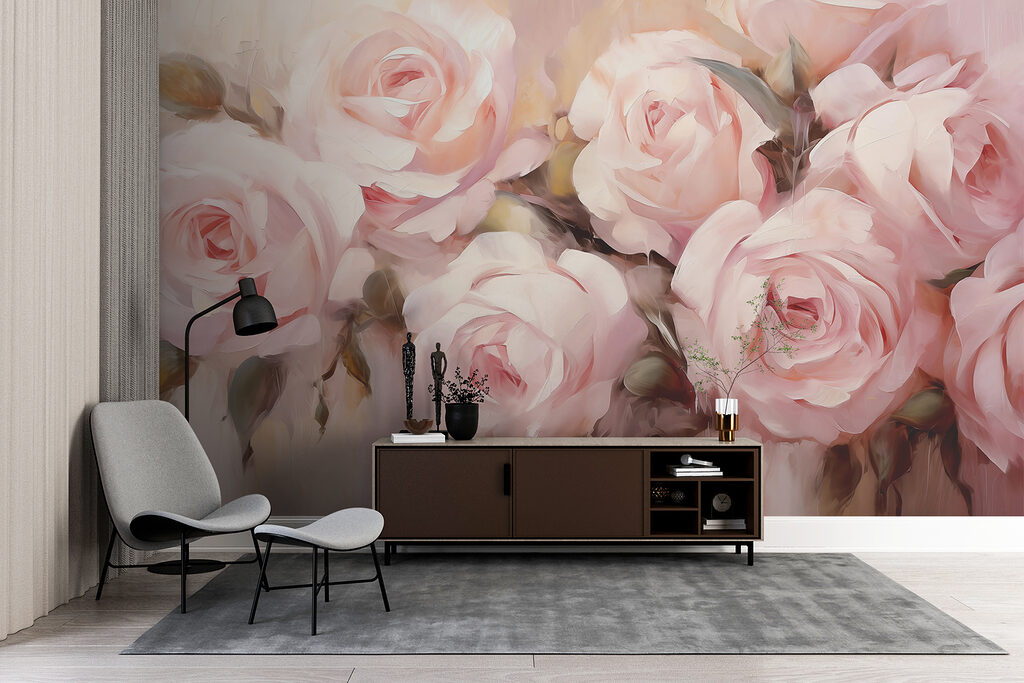 Rosas em pinceladas suaves num interior