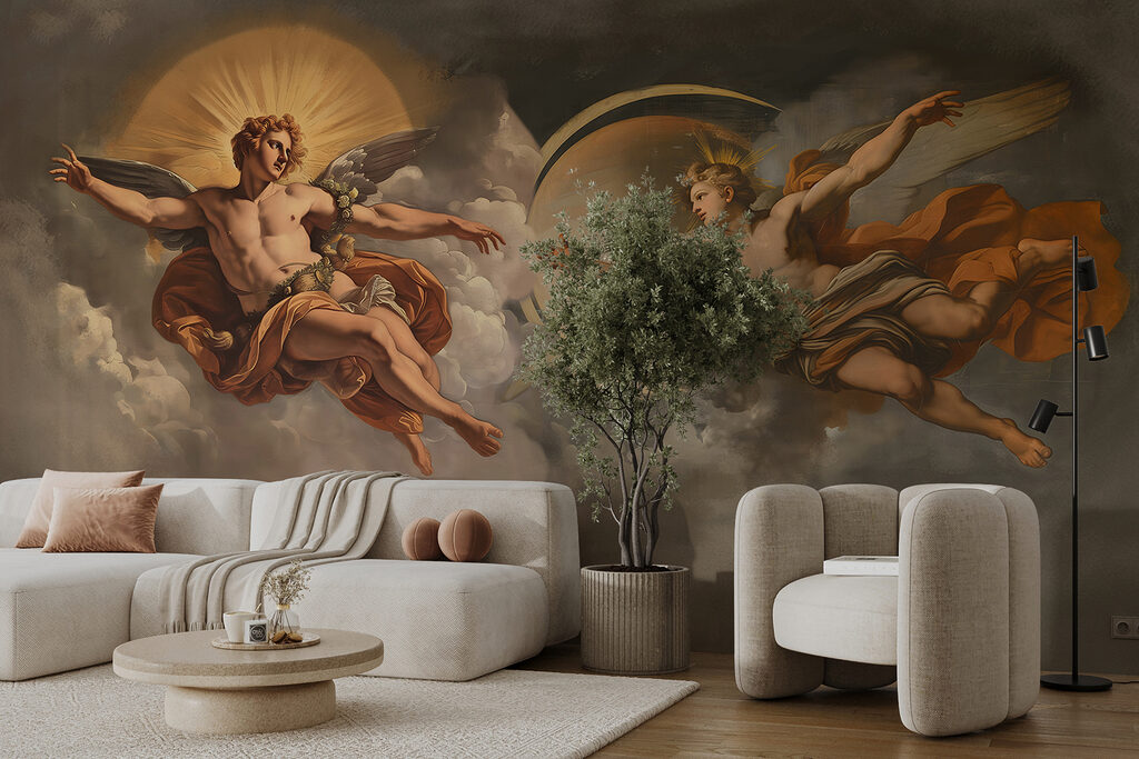 Figuras aladas entre nuvens — interior 2
