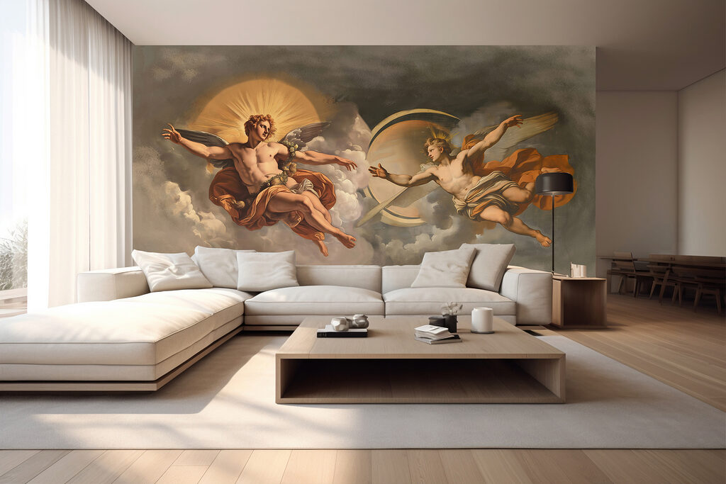 Figuras aladas entre nuvens — interior 3