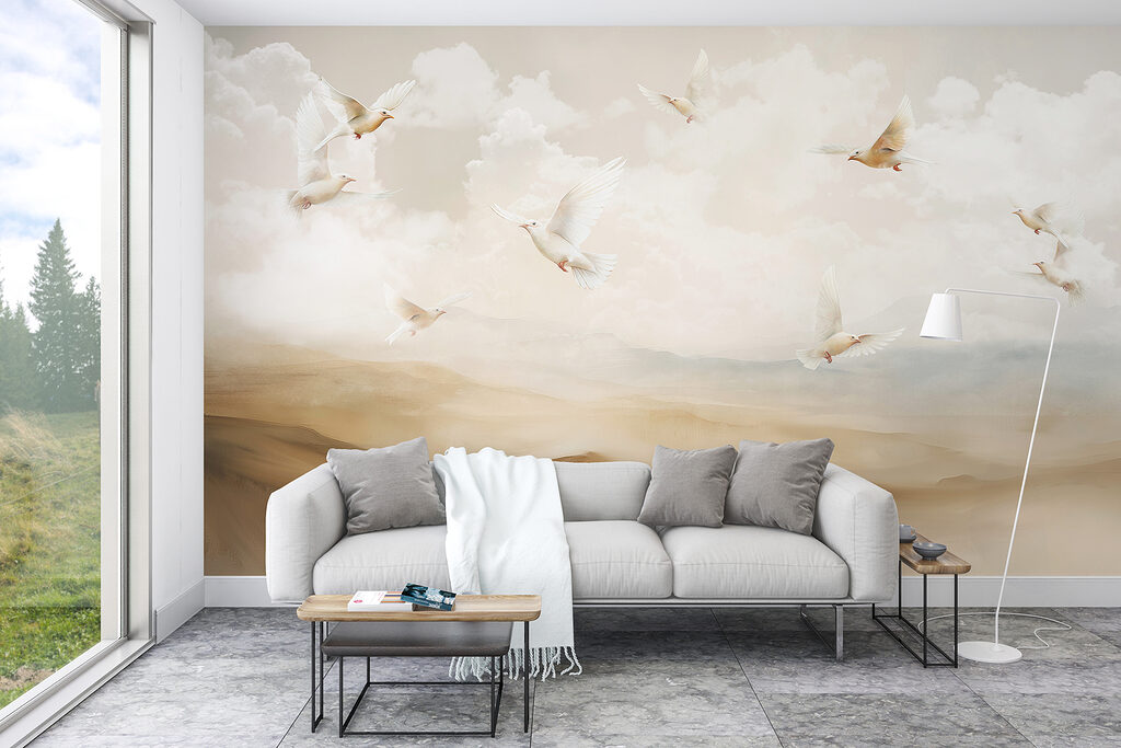 Aves brancas sobre colinas — interior 4