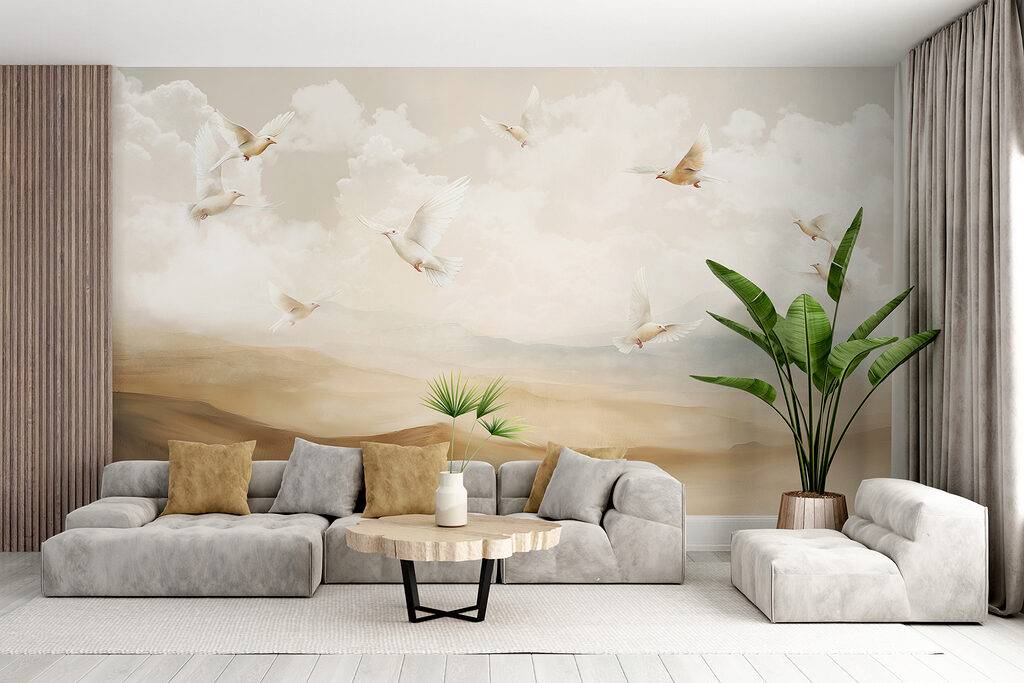 Aves brancas sobre colinas — interior 5