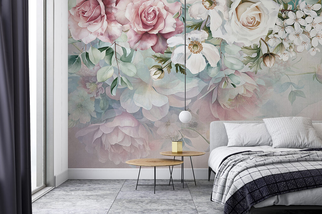 Rosas e flores pendentes — interior 1