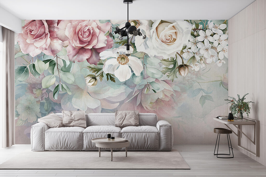 Rosas e flores pendentes — interior 5