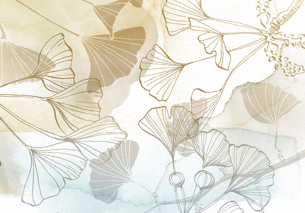 Ginkgos em linhas douradas — design completo