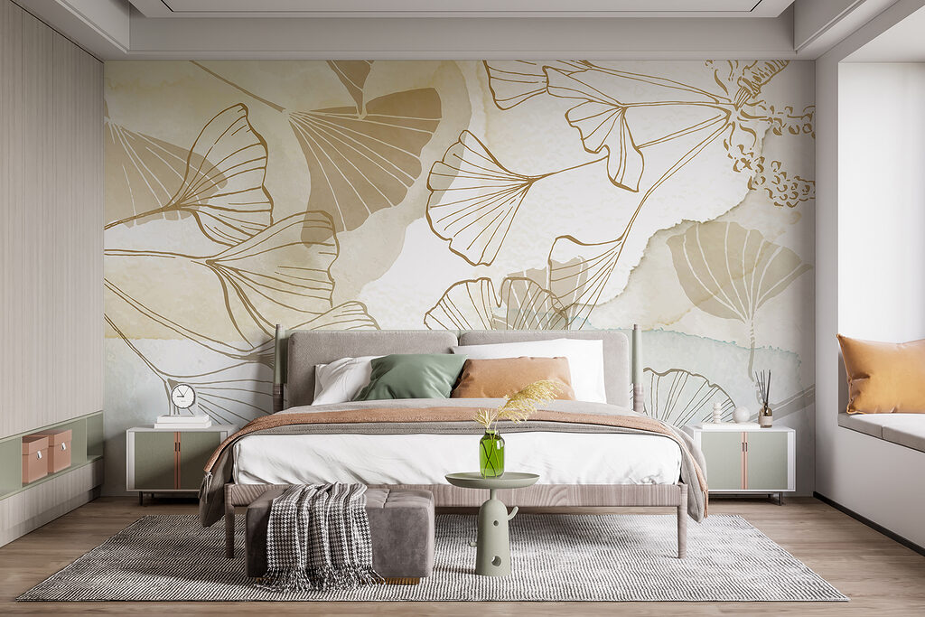 Ginkgos em linhas douradas — interior 3