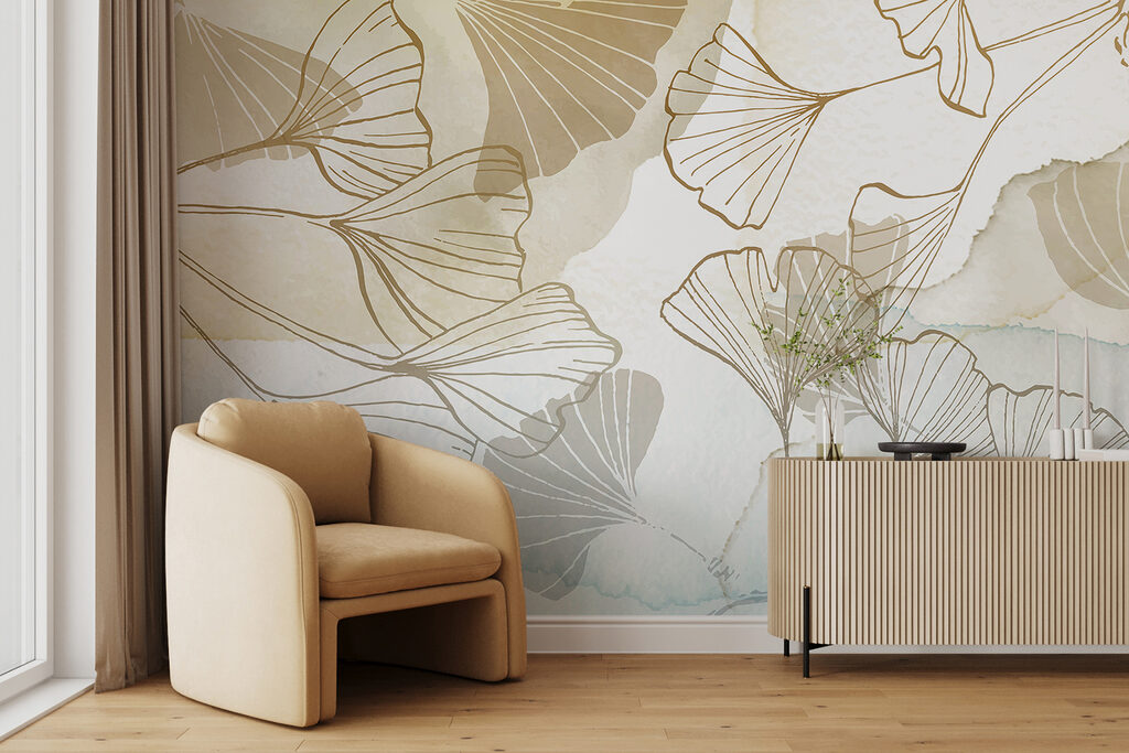 Ginkgos em linhas douradas — interior 6