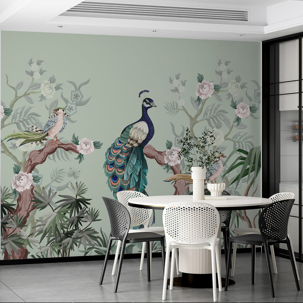 Pavão entre ramos floridos — interior 2