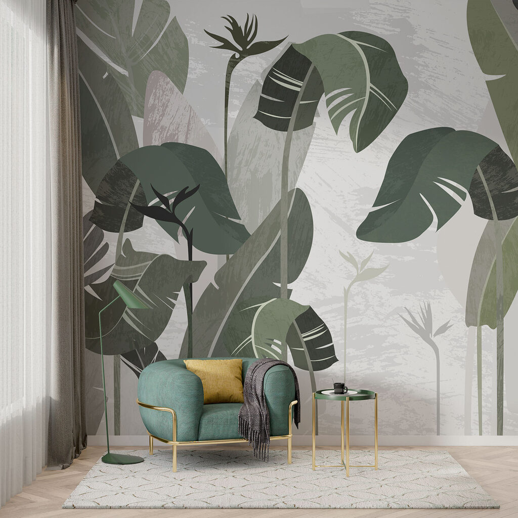 Folhas verticais em verde-oliva — interior 3