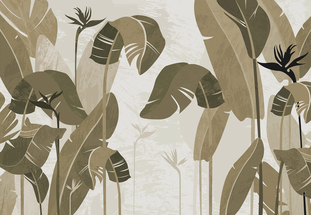 Folhas verticais em verde-oliva — design completo