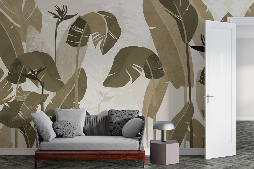 Folhas verticais em verde-oliva — interior 3