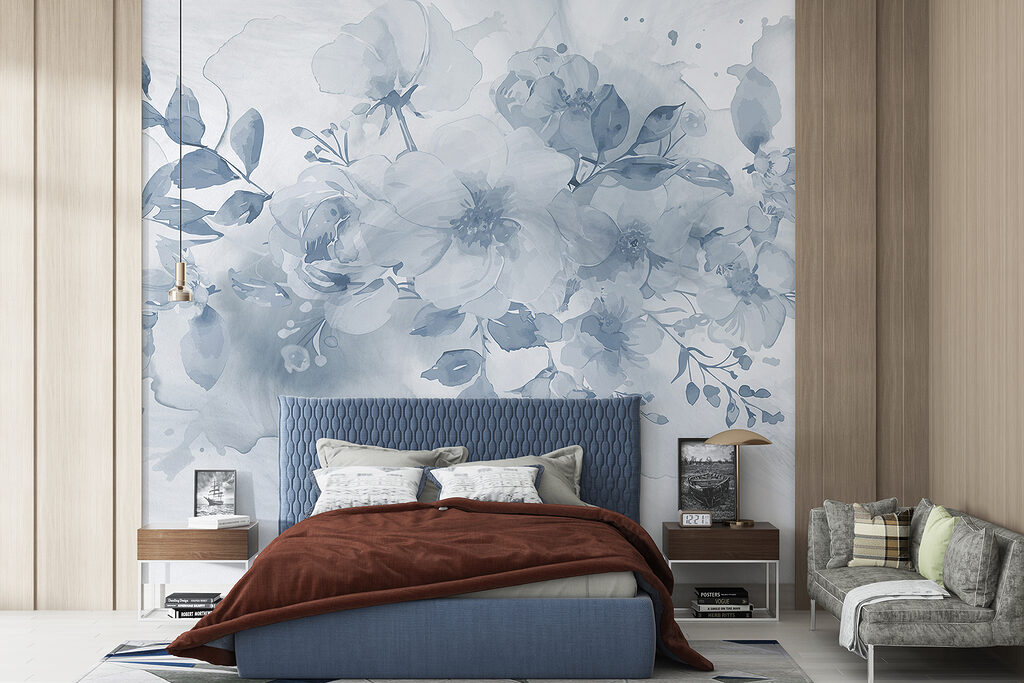 Ramo azul em aguarela — interior 2