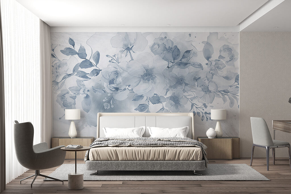 Ramo azul em aguarela — interior 3