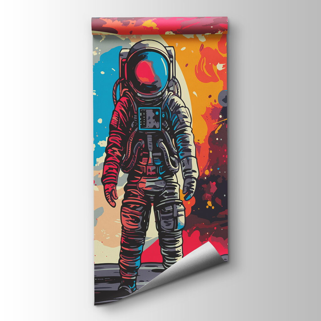 Astronauta entre tintas — vista do produto