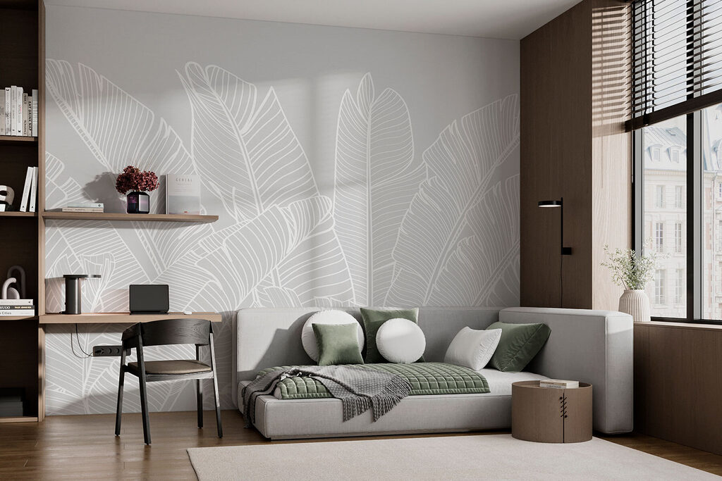 Folhas brancas em linhas num interior