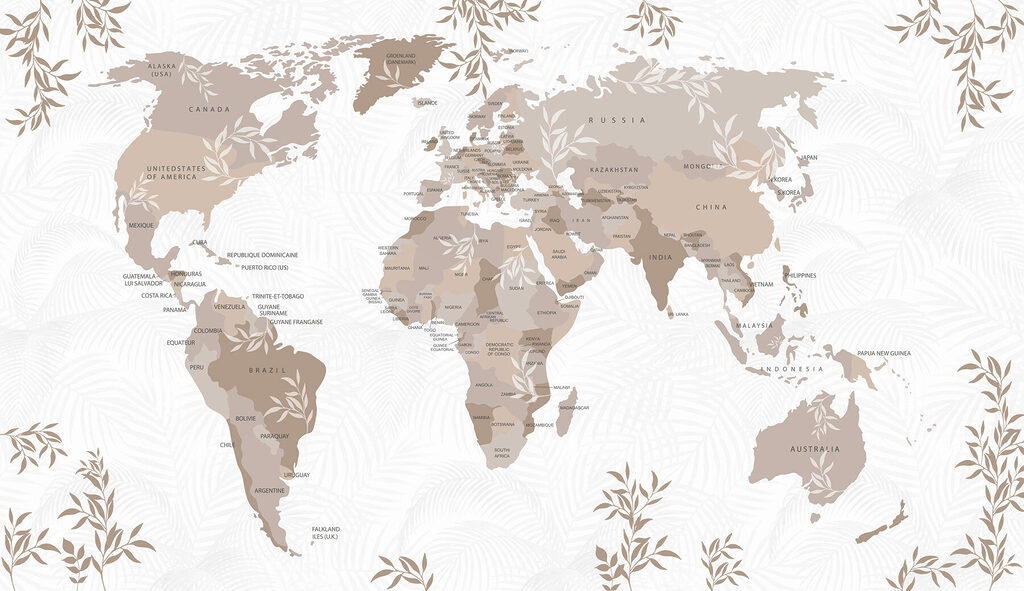 Mapa-mundo com ramos — design completo