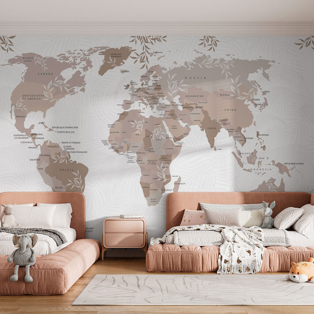 Mapa-mundo com ramos — interior 1