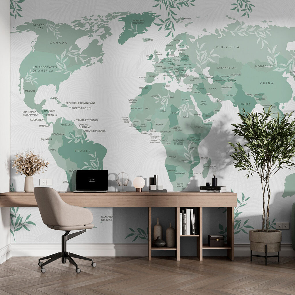 Mapa-mundo com ramos — interior 2